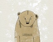 brown bear - original painting by elizabeth pawle - gouache and ink