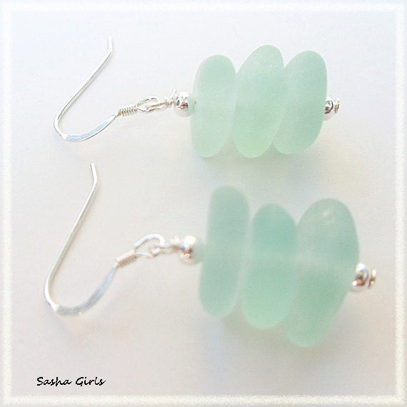 HAWAIIAN SEA FOAM Sea Glass sterling silver earrings