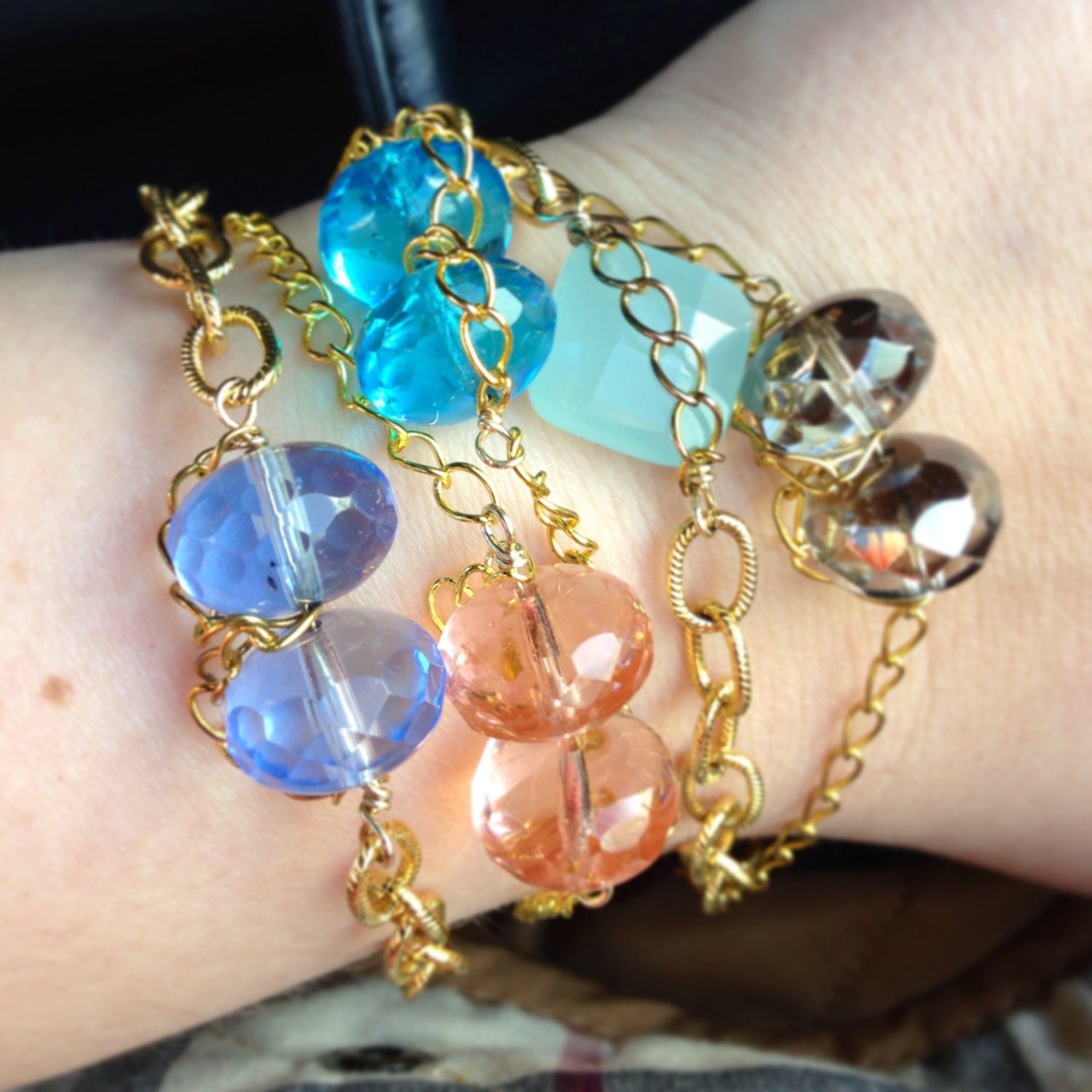 Gold and Silver Chain Stone Bracelet - Free Shipping