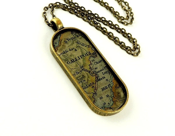 Gallipoli Necklace, Map Pendant