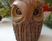 Vintage 1980s Owl Figurine, Handcrafted, OOAK