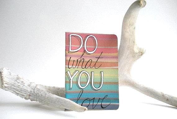 Lined Pocket Journal - Rainbow Stripes - Under 25 -  Do What You Love - FREE SHIPPING
