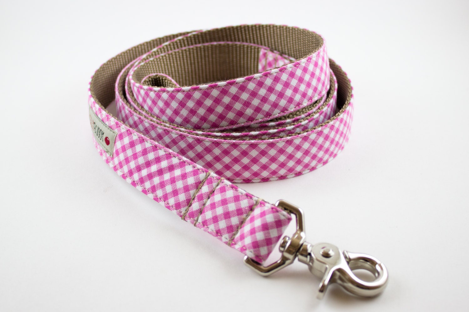Pink Gingham Dog Leash