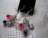 4TH of July Red White and Blue Swarovski Crystal and Star Earrings
