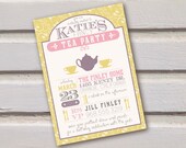 Digital Tea Party Birthday Invitation