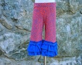 Knit Ruffle Capri Upcycled Size 3 Pink and Blue