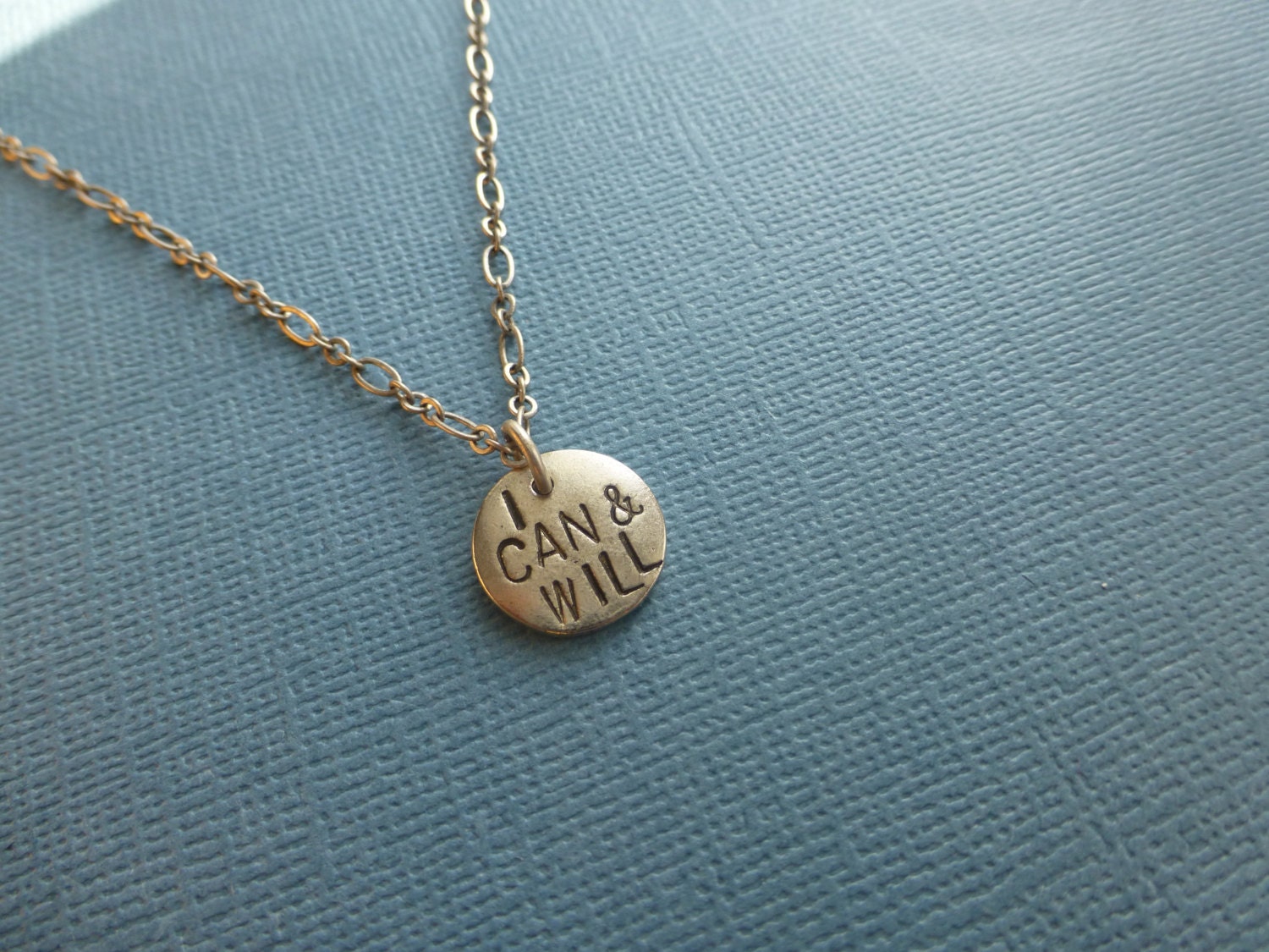 I Can and Will hand stamped metal necklace saying, aa, recovery, strong, recovery, teen girls, graduation gift, jewelry, attitude, quote