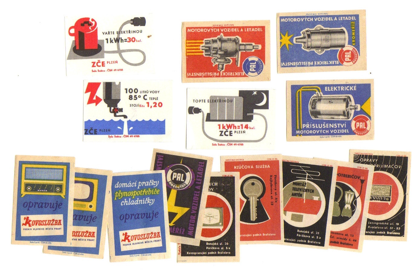 SALE 15 Vintage Matchbox Labels - Set 22