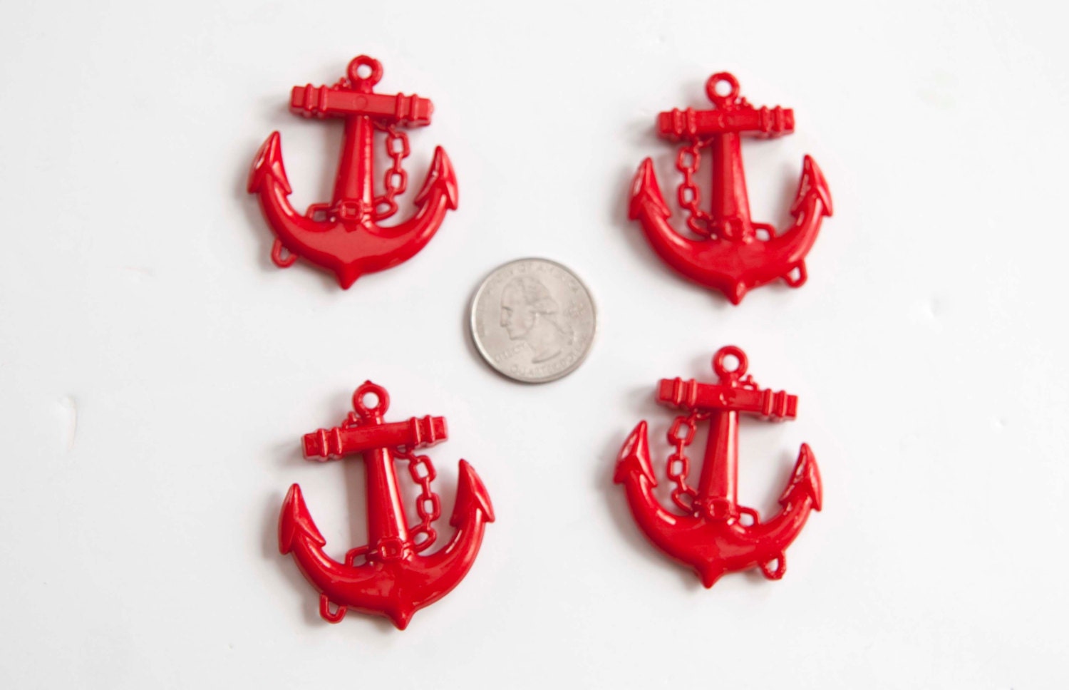 Red Anchor Pendants 39mmx45mm 4ct