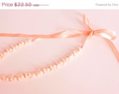 SALE Pearl Necklace in peach Ribbon and Pearl Bridesmaid Jewelry Bridesmaid gifts