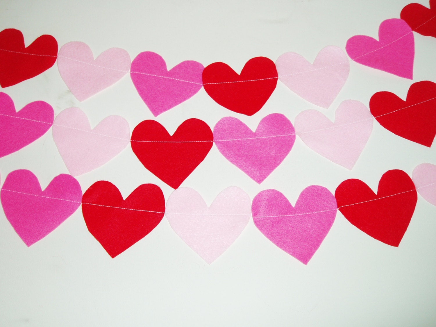 Valentines day decoration wedding decoration red pink felt heart garland kids room decor holiday decoration