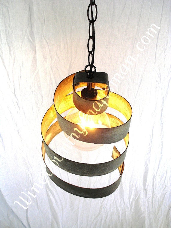 Wine Barrel Ring Hanging Pendant Light - Large Open -100% RECYCLED from Napa Wine Barrels