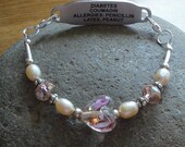 Medical Alert Interchangeable Bracelet - Penicillin, Multiple Sclerosis, Diabetic, Seizures, Epilepsy, Allergies, Asthma, etc. - Pearls