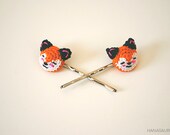 Amigurumi // Sleepy Foxes // Hair Pins // Micro Crochet