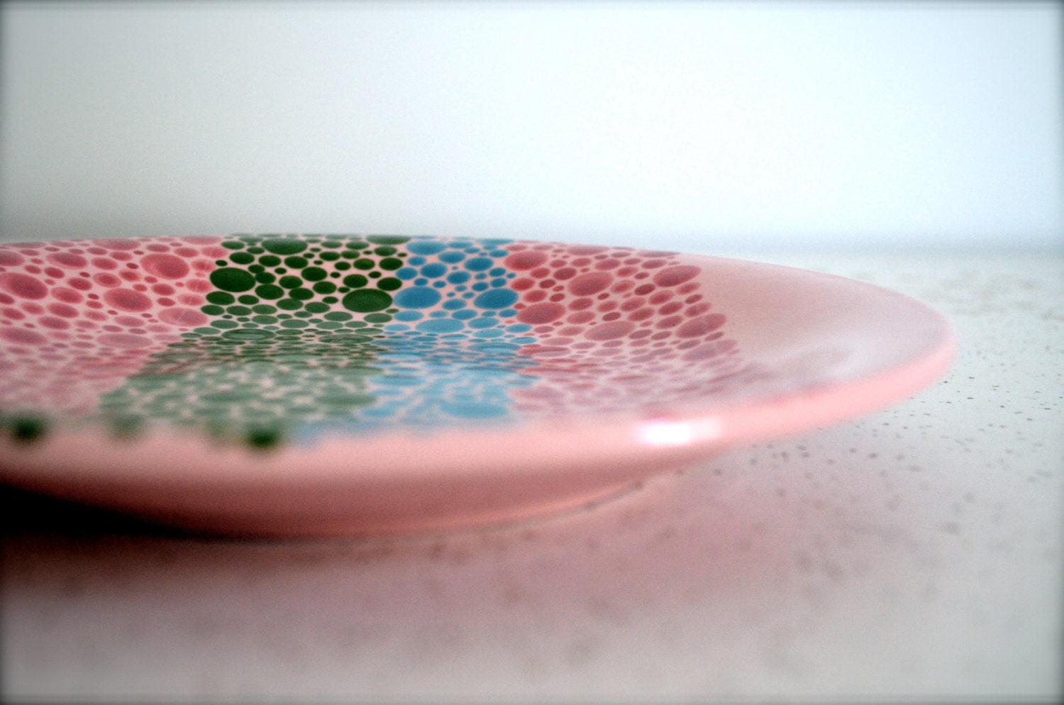 Pink Crazy Dots Snack Plate serving dish platter