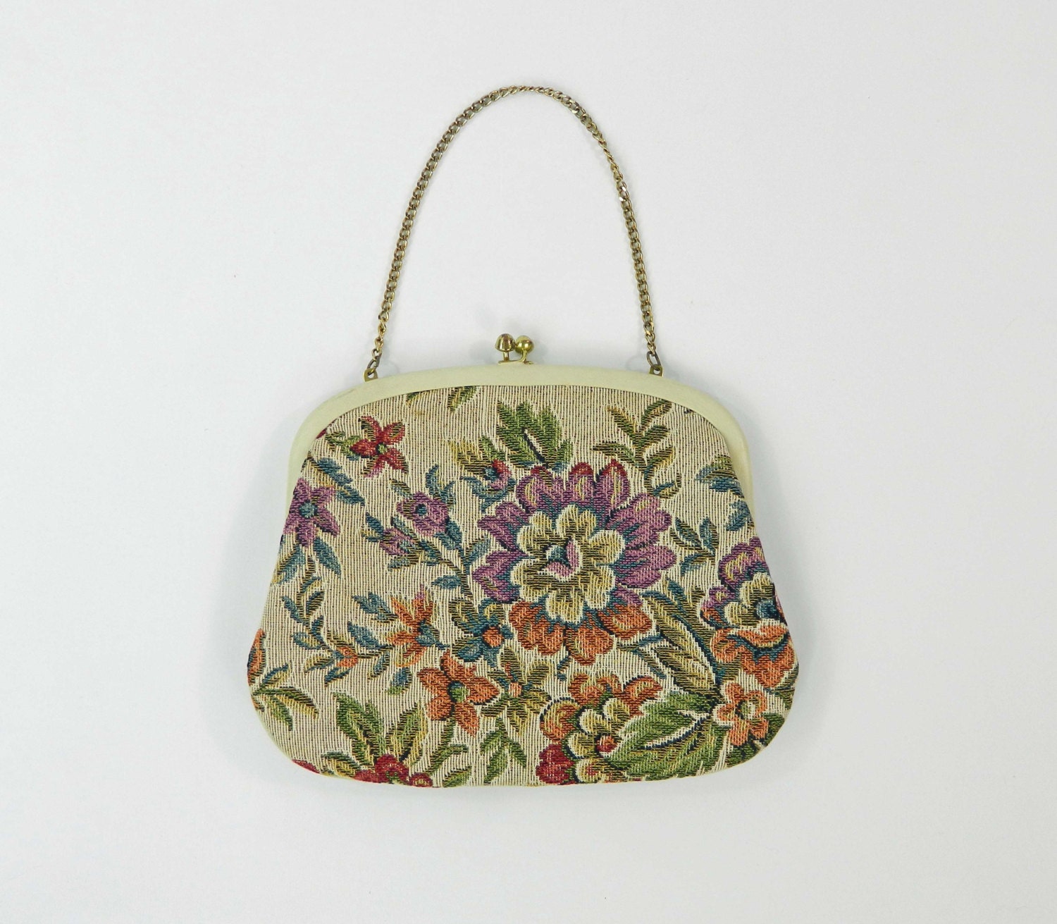 Vintage Tapestry Handbag Floral Coin Purse