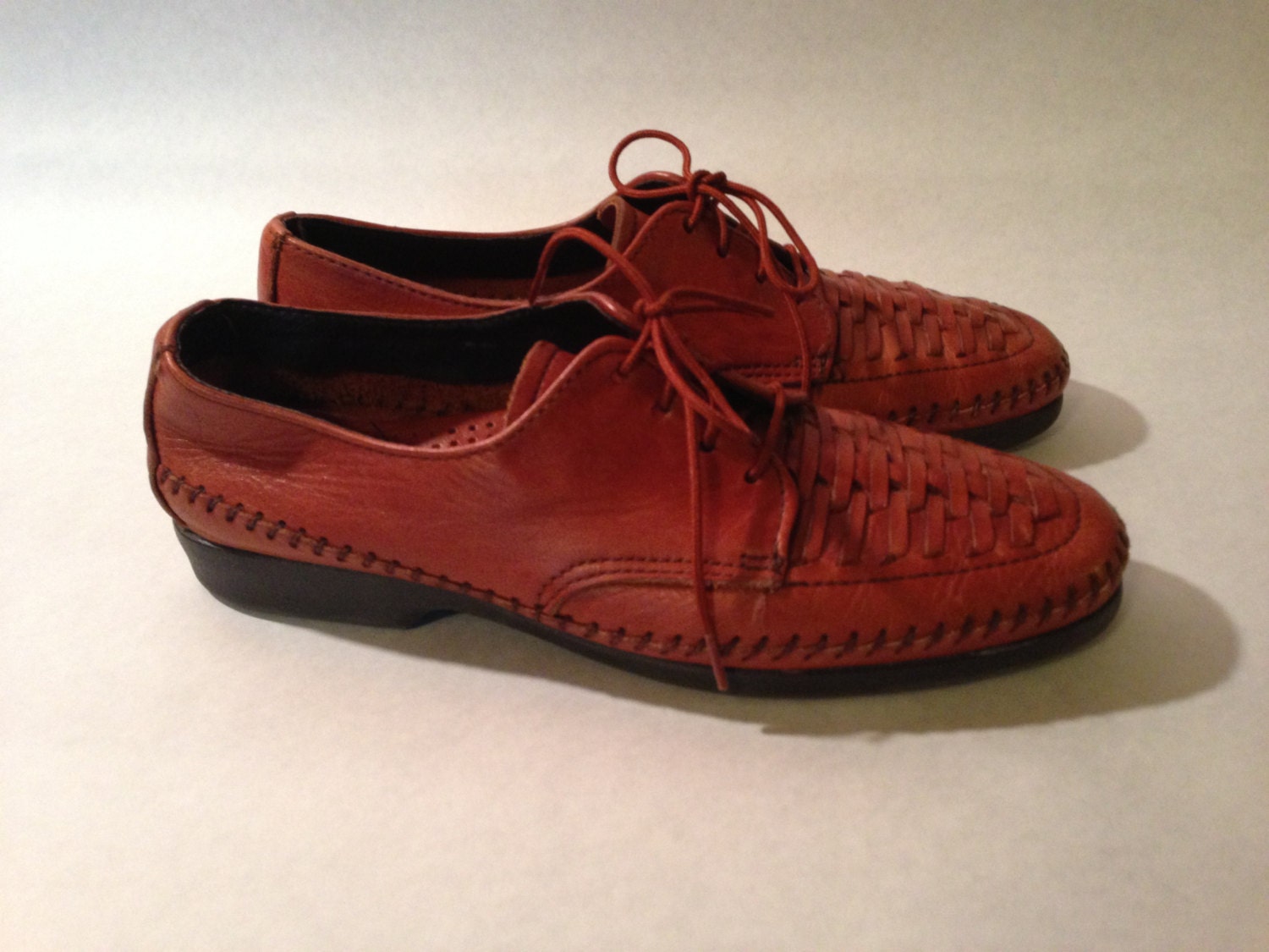 Vintage 80s Woven Lace Up Huarache Shoe Size 8
