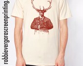 Deerman, Men's / Unisex Small, Medium, Large, X-Large Creme T-Shirt