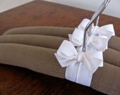 Mocha Padded Hangers with White Organic Ribbon (Set of 3)