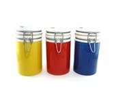 Vintage Baldelli ceramic canister set from Italy