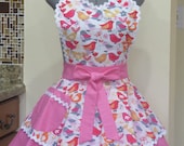 Sweetheart Double Flounce Tweet Birds Apron- Full of Twirl Flounce