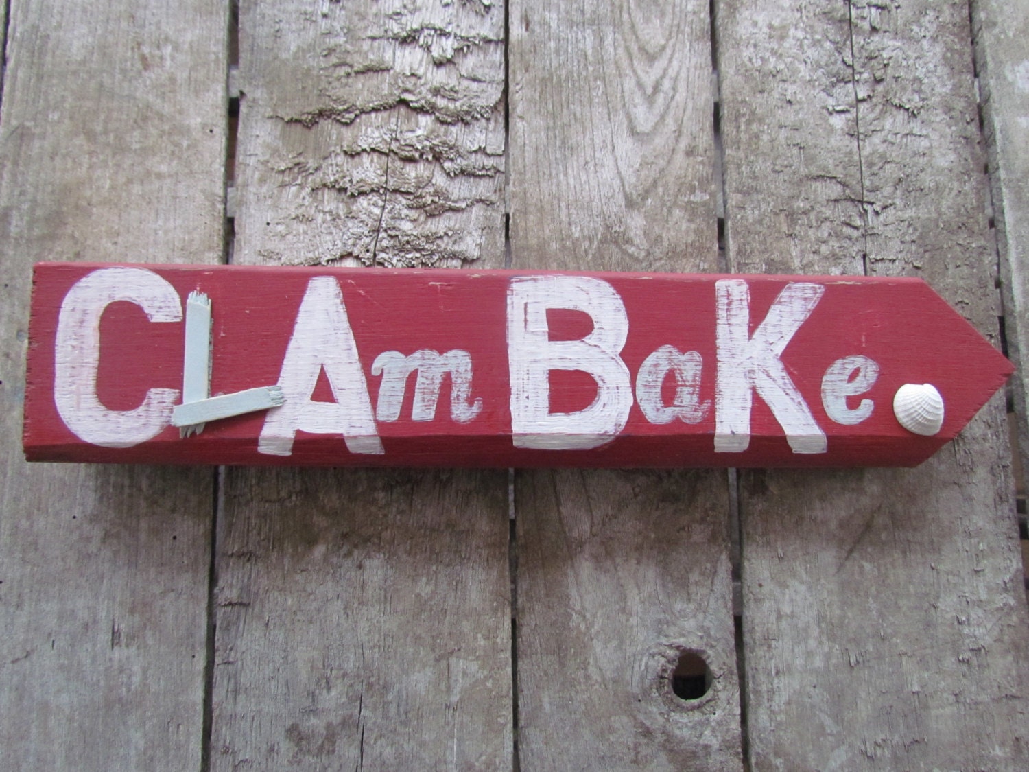 Primitive Nautical Seafood 'CLAM BAKE'  Wooden Sign