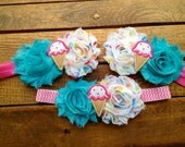 Newborn, Infant, Child, Pink, Hot Pink, and more pink polkadots Headband -  Ice cream birthday