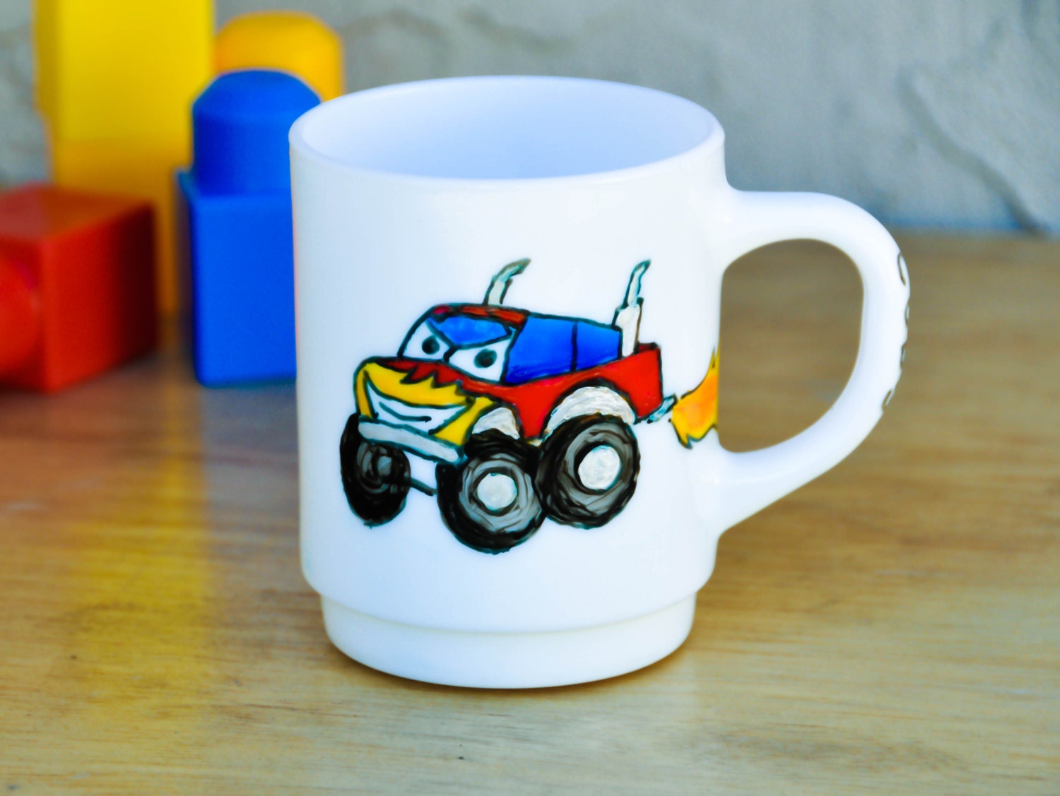 Personalized Children's Mug - Custom Boy Name Cup - Monster Truck mug - Made to Order