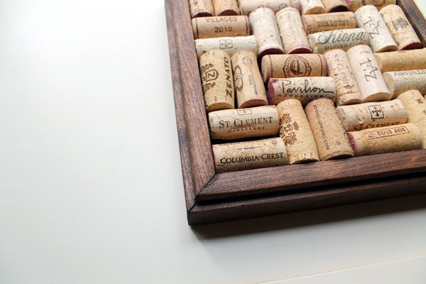 Wine Cork Trivet Kit - Reclaimed wood DIY craft kit -  dark brown - wine cork crafts