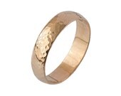 Classic Hammered Wedding Band in 14k Rose Gold