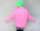 Vintage 80's 90's Windbreaker - Rave On, Club Kids - 80s/90s Fluorescent HOT NEON PINK Snap up Jacket - Hip Hop Raver Party