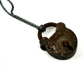 Victorian Padlock Necklace, Steampunk Necklace, Antique Lock