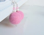 BUY 2 GET 1 FREE  Pale Pink Felt Earrings Felted Earrings Merino wool Felt Jewelry Eco friendly Earrings Ready to ship