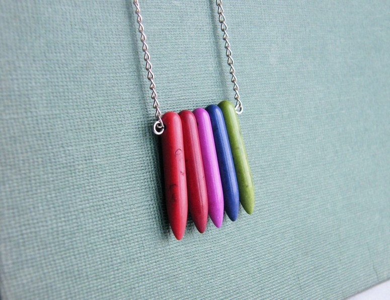CLEARANCE - all must go, Spike Jewelry Tribal Necklace Rainbow Sticks Howlite Necklace Bohemian Style Modern Jewelry Spring Fashion