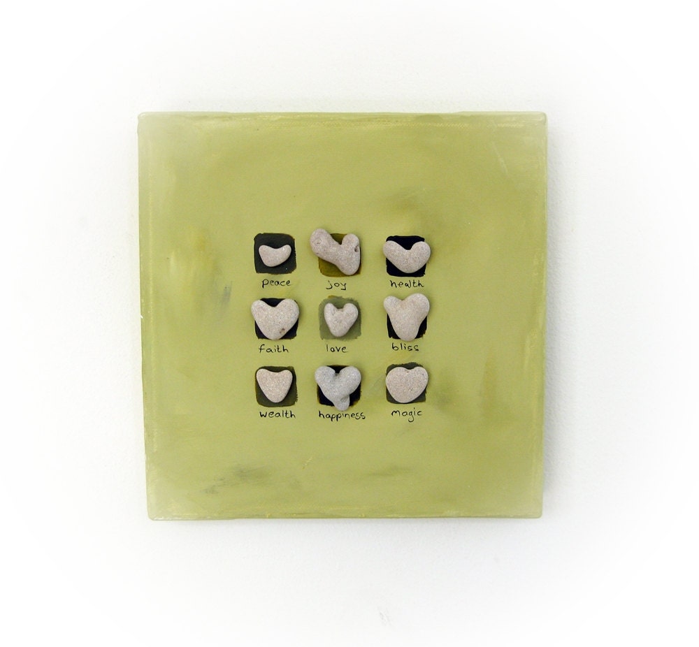 Unique Home decor - OOAK House Blessings - genuine Heart shaped Beach stones rocks