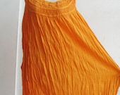 Mandarin Ruffle Sleeveless Bright Orange Cotton Dress, orange dress