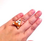 Adjustable Woodland Fox Handmade Ring