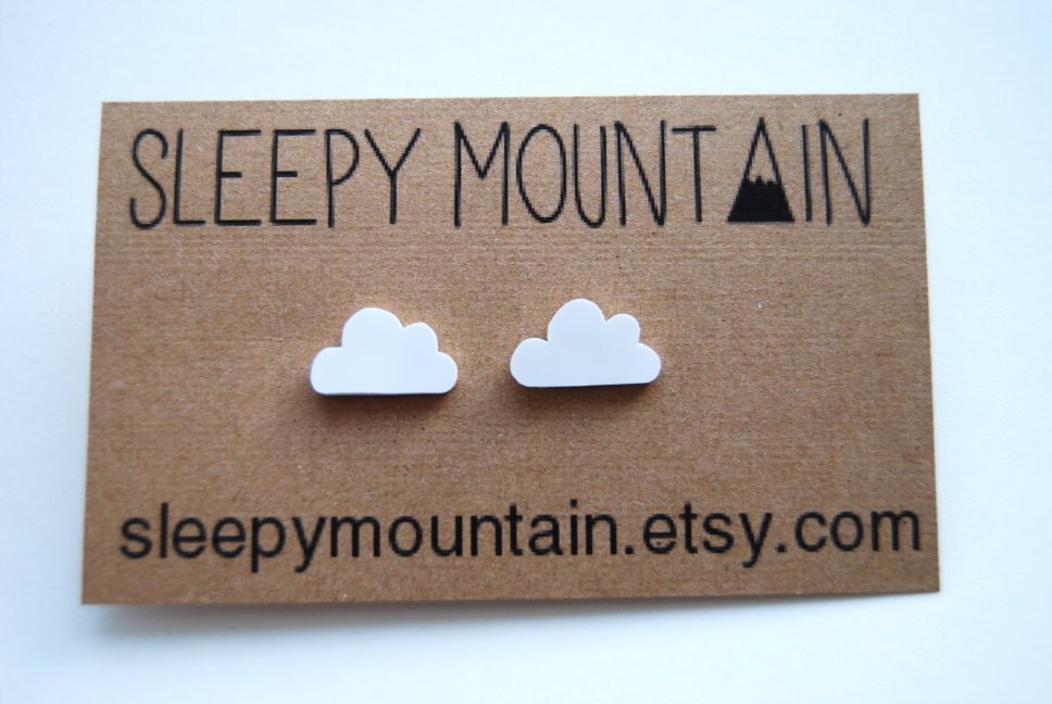 Little Cloud Earrings - Handmade Plastic Clouds