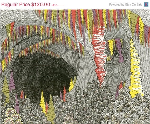 SUMMER FUN SALE Color Cave Screenprint 22x30