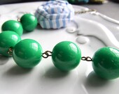Seersucker and Green statement necklace fabric flower