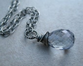 Blue Necklace Mystic Quartz Sterling Silver Jewelry Wire Wrapped Pendant