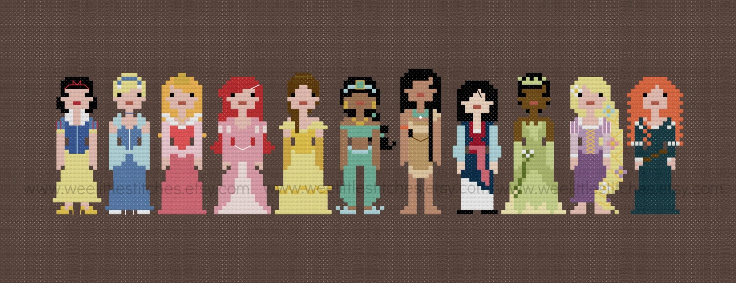 Pixel People - Storybook Princesses - PDF Cross-stitch Pattern - INSTANT DOWNLOAD