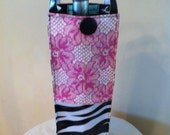 Wine Bag Pink Lace Zebra Oilcloth Designs By Christina Fully Lined