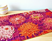 Quilted Table Runner Modern Floral Purple