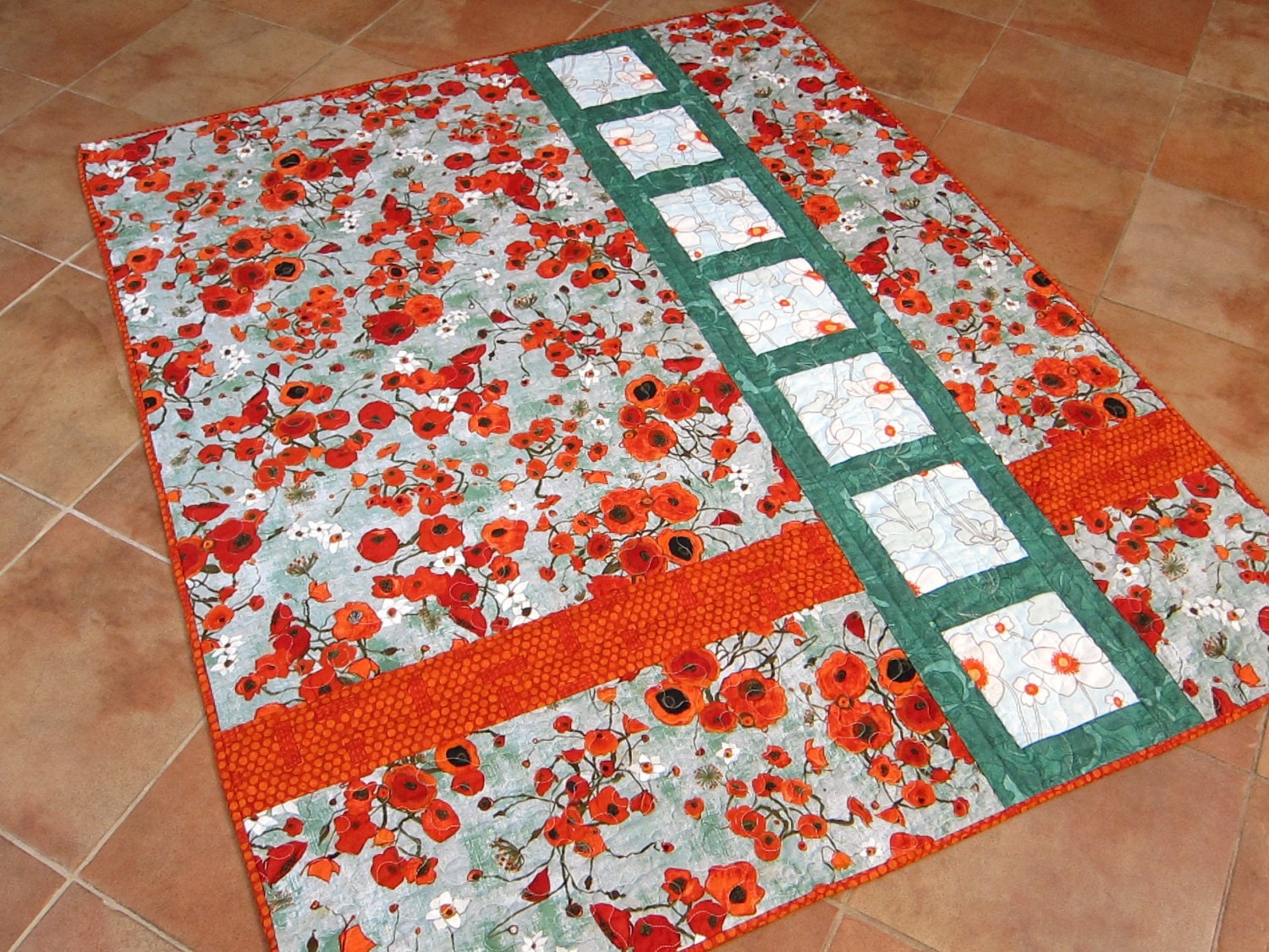Modern Lap Quilt Orange Poppy