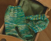 Newborn Sleep Cap and Pant Set - READY TO SHIP - great phot prop - knit pants