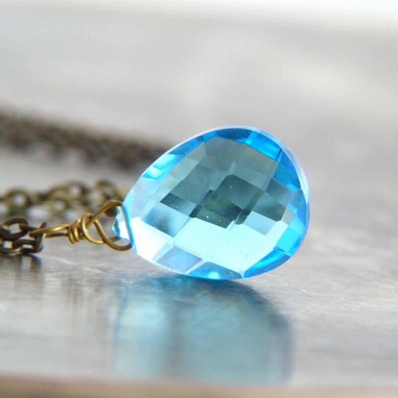 Swiss Blue Quartz Pendant Necklace