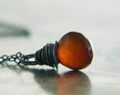 Bloodlust - Dark Red Chalcedony and Sterling Silver Necklace - Wire Wrapped Pendant Necklace