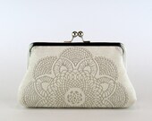 EllenVintage  Brocade Velvet  Crochet Doily Clutch, Wedding bag, Bridal clutch, Wedding purse, Gift ideas, Perfect Vintage Look