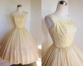 1950's Vintage Pale Yellow Day Dress by Miss Sindy Originals